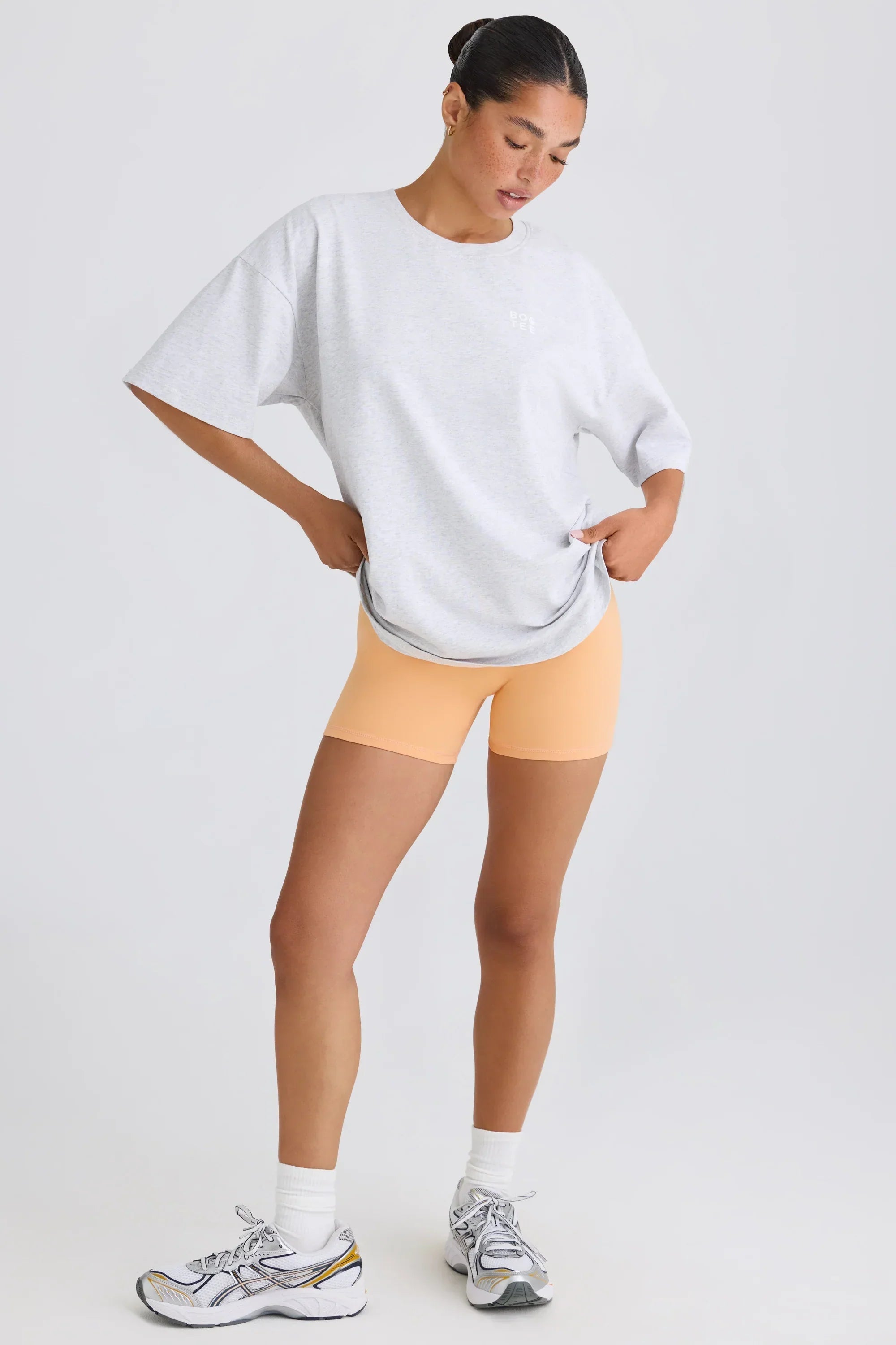 Soft Cotton Jersey Oversized T-Shirt In Grey Marl