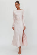 Loveland Long Sleeve Cowl Back Maxi Dress Pink