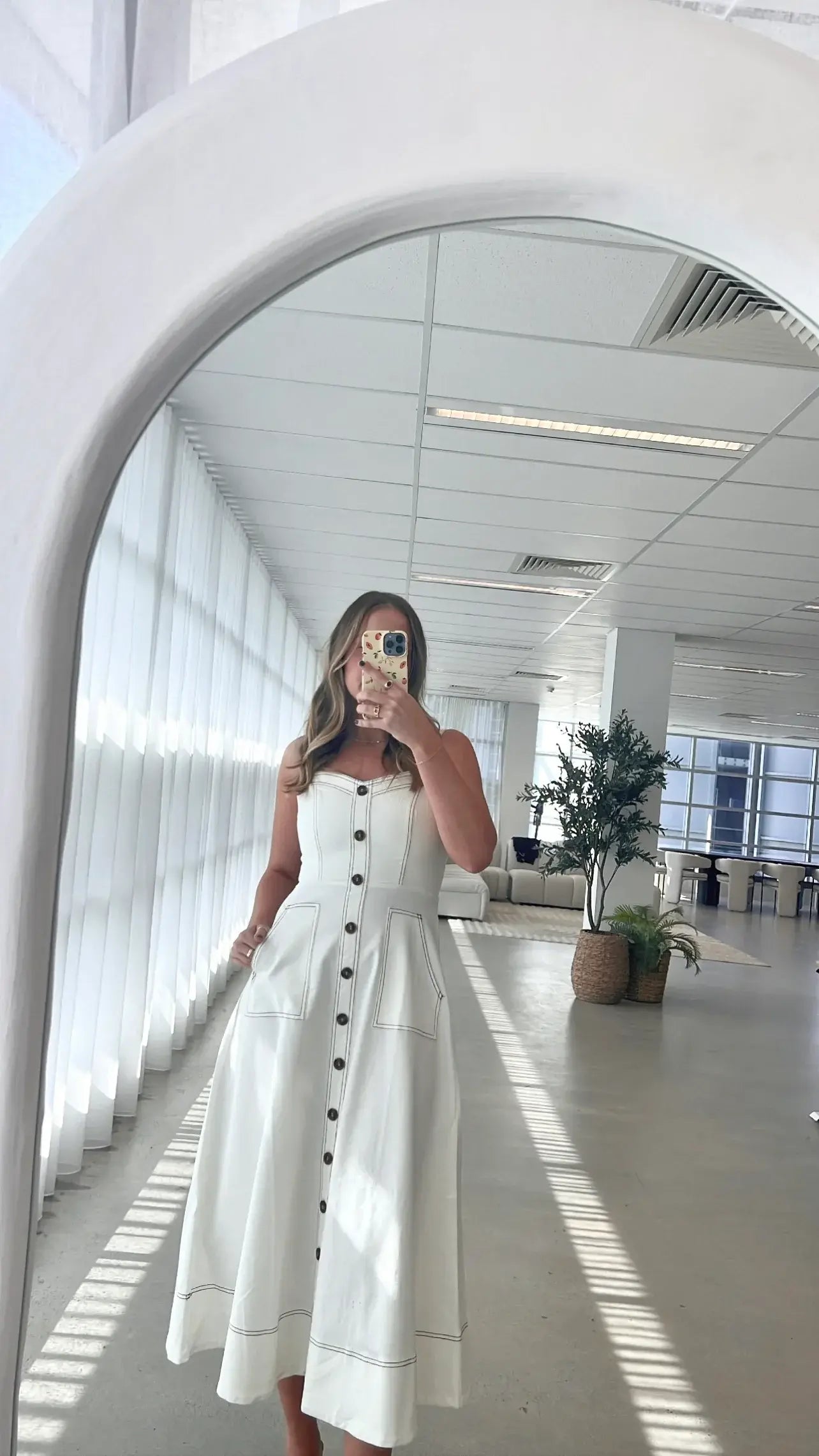 Indigo Midi Dress - White Denim