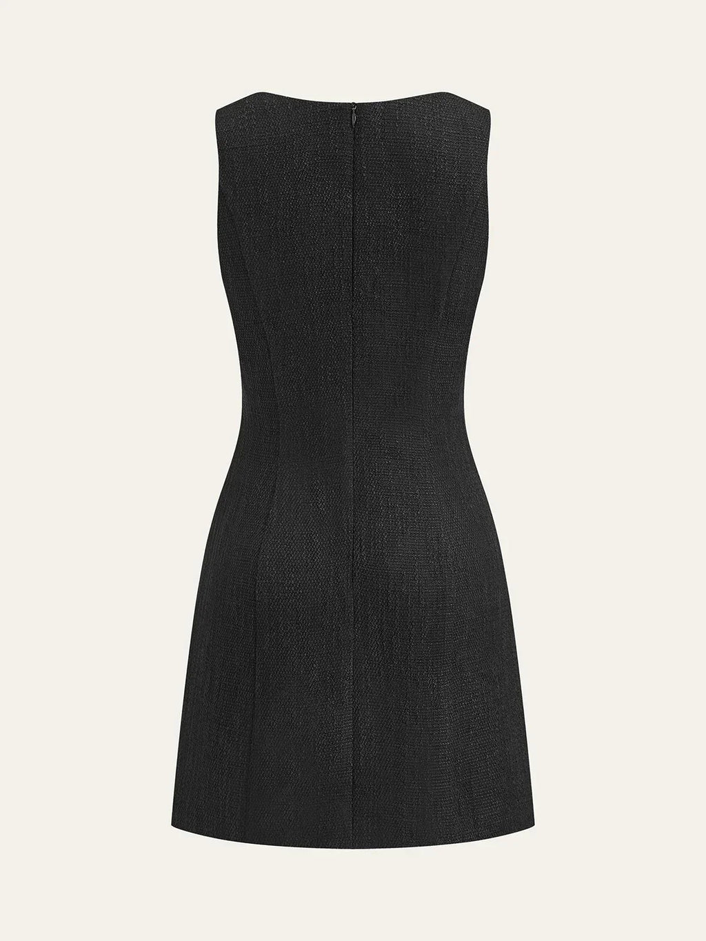 Tweed Sleeveless Button Mini Dress