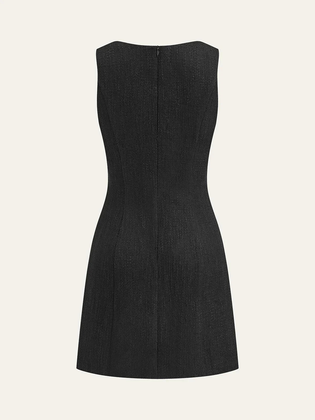 Tweed Sleeveless Button Mini Dress