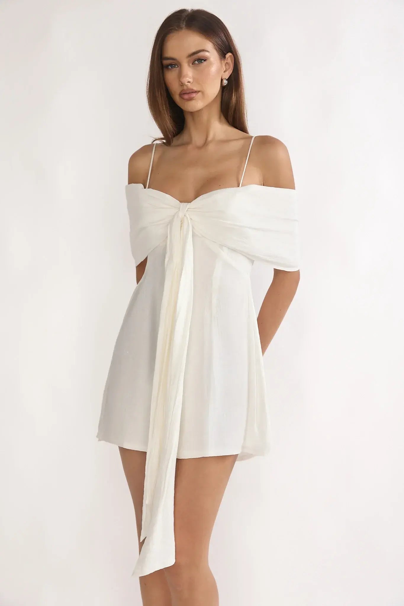 Lillibet Bow Tied Bust Mini Dress White