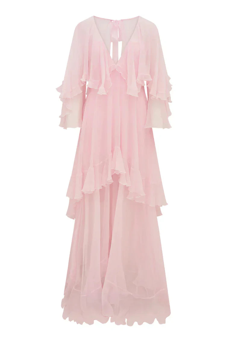 Collia Silk Maxi Dress - Pale Pink