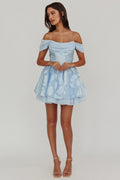 Lusting Off-Shoulder Mini Dress Blue
