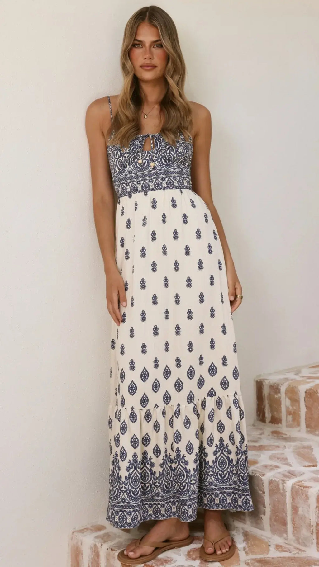 Sable Maxi Dress - Blue/White