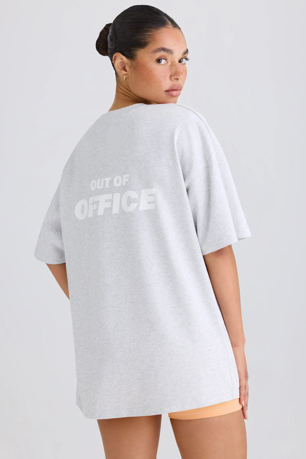 Soft Cotton Jersey Oversized T-Shirt In Grey Marl