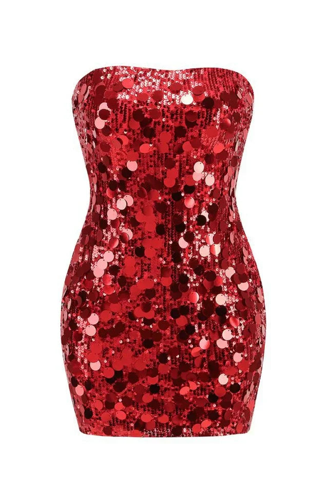 Stergiani Sequin Strapless Mini Dress