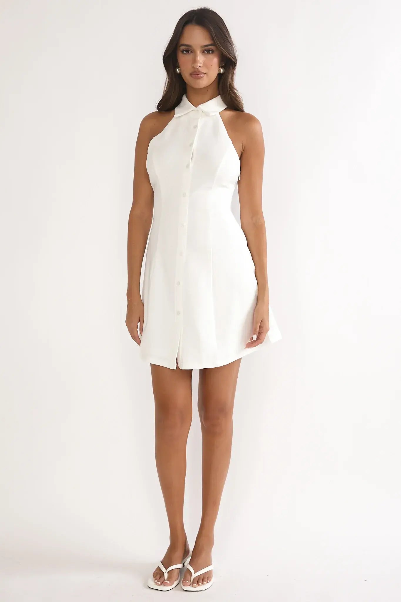 Esmarie Collared Mini Dress White