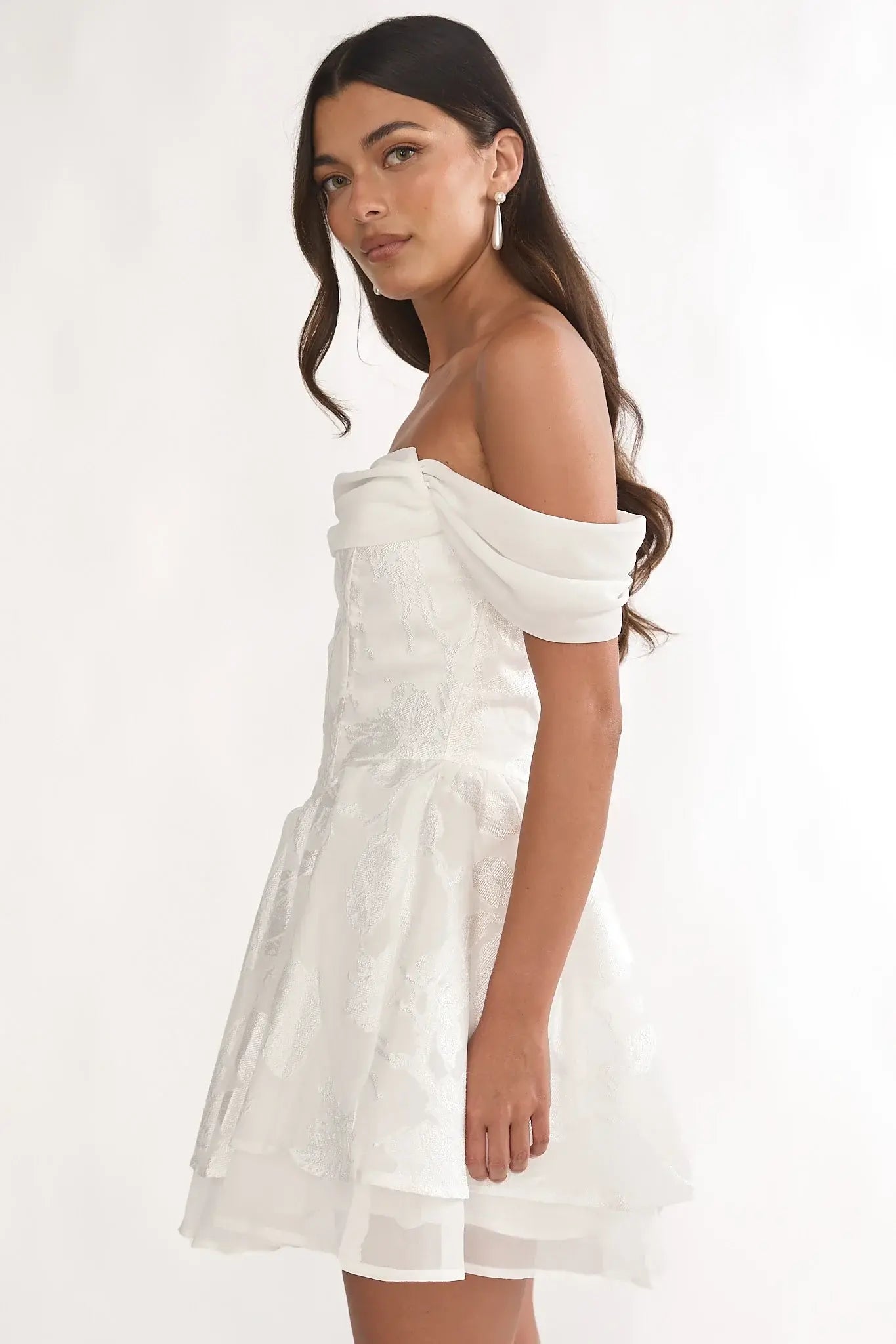 Lusting Off Shoulder Mini Dress White