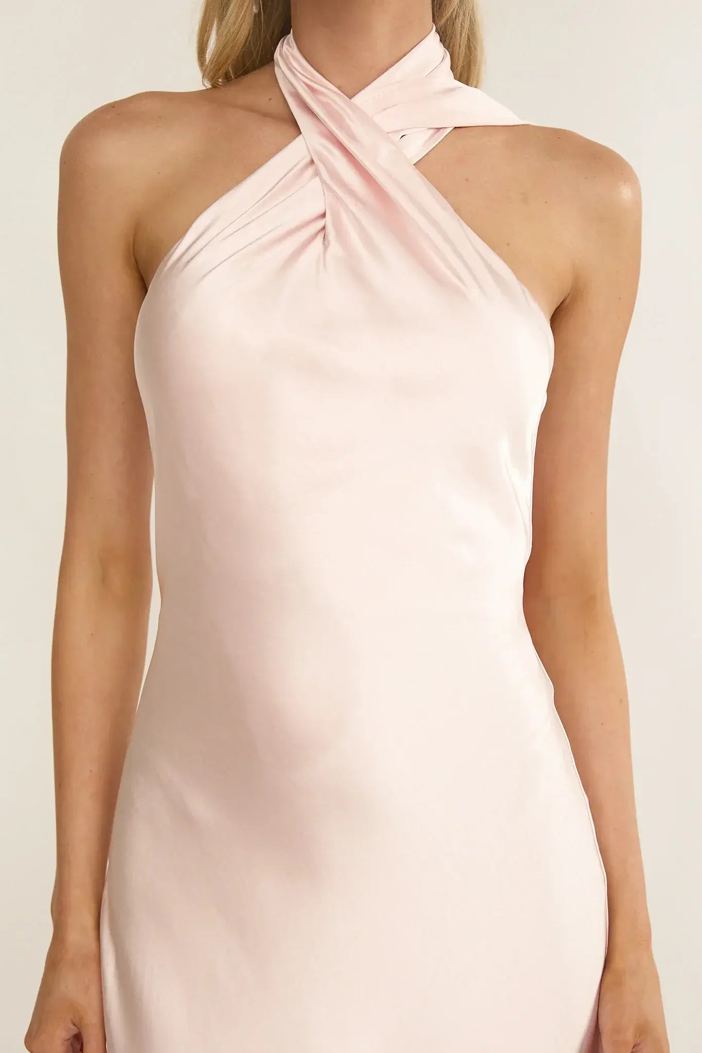 Alvara Crossover Halterneck Maxi Dress Pink