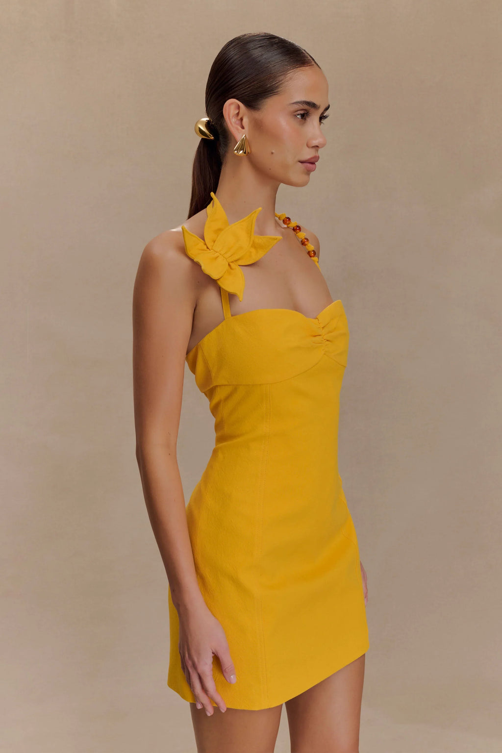 Reyes Cotton Floral Mini Dress - Butterscotch