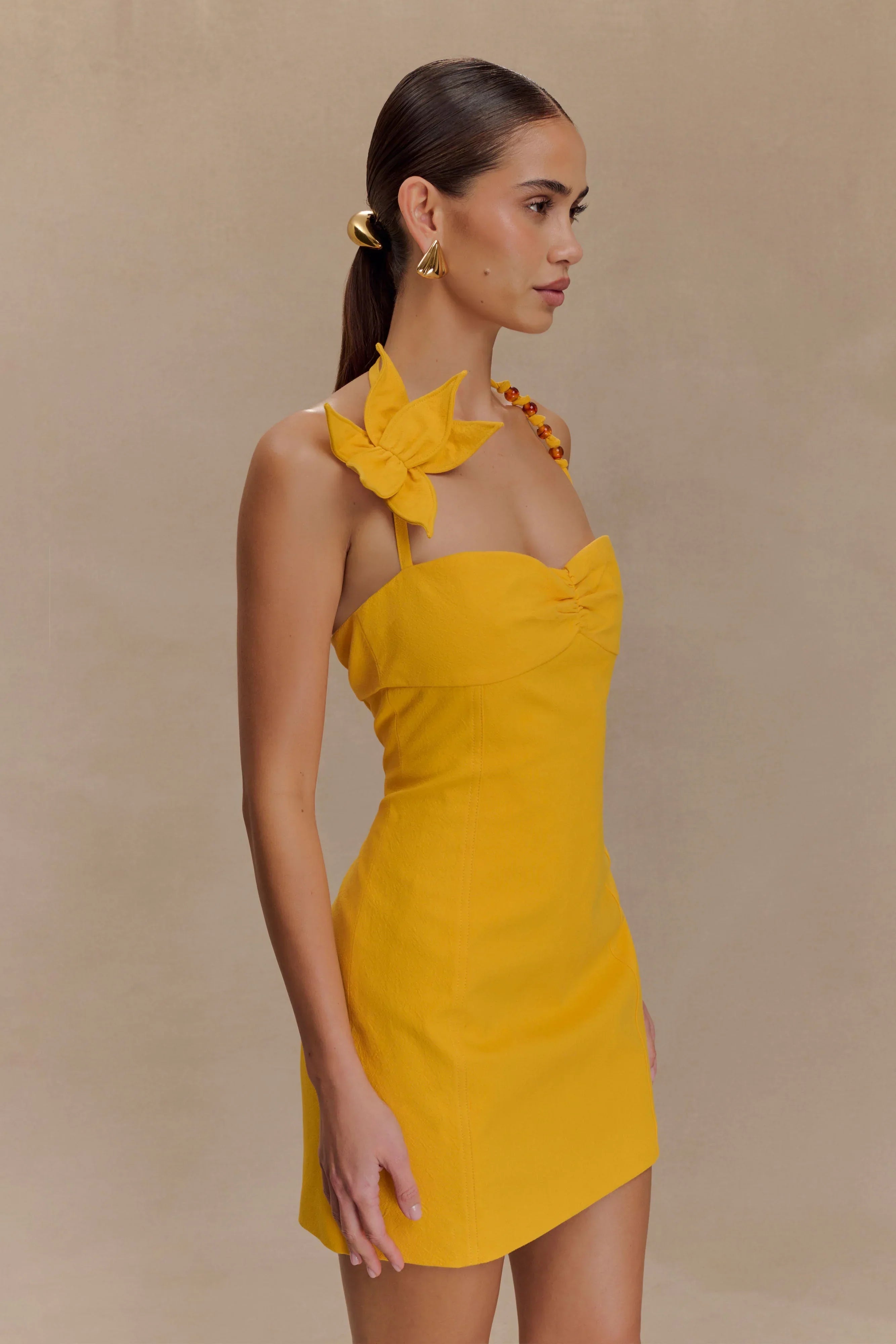 Reyes Cotton Floral Mini Dress - Butterscotch