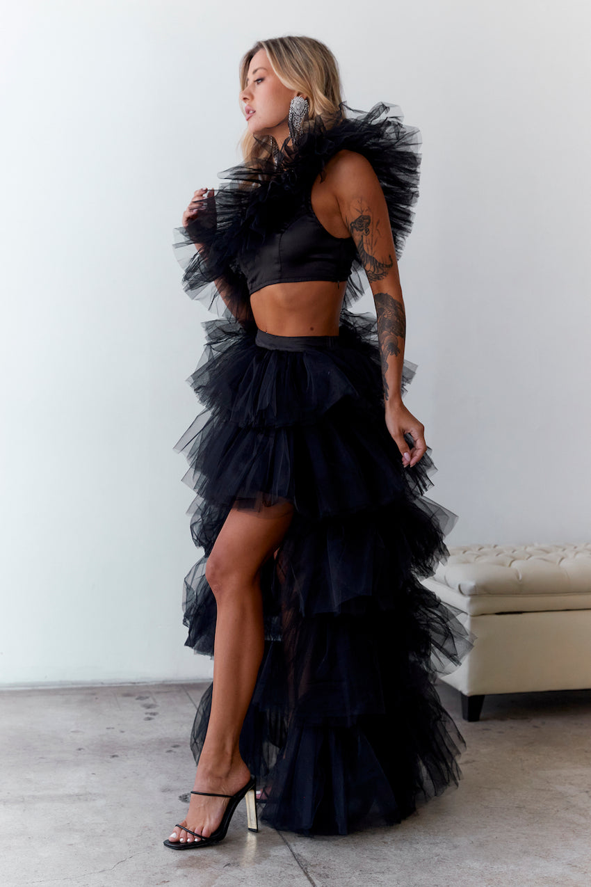 Drinks On The House Tulle Top Black