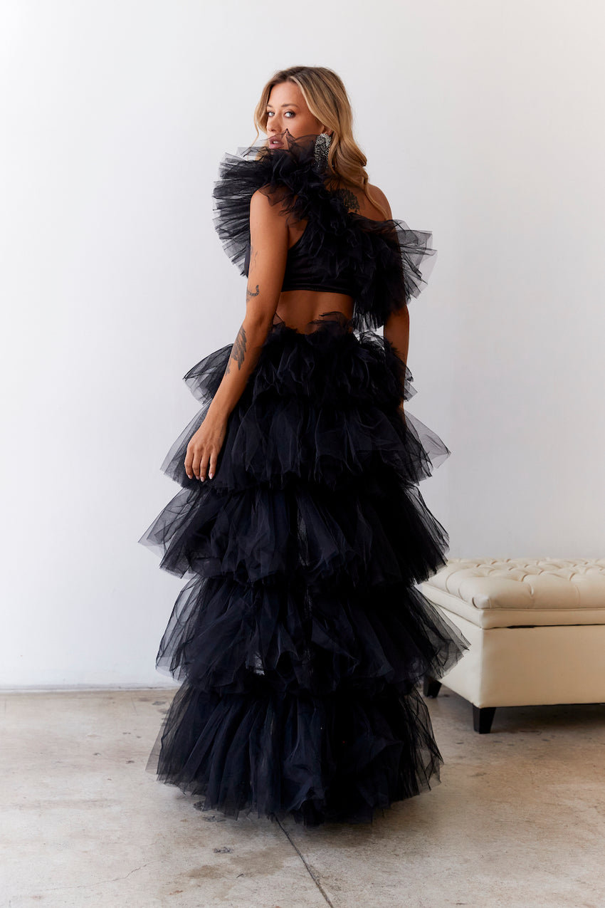 Drinks On The House Tulle Top Black