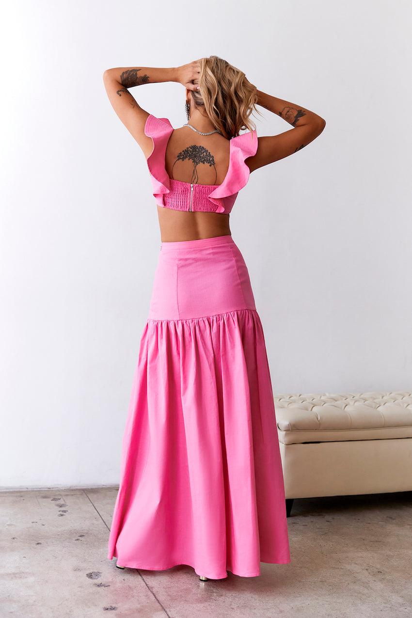Dessert Menu Maxi Skirt Pink