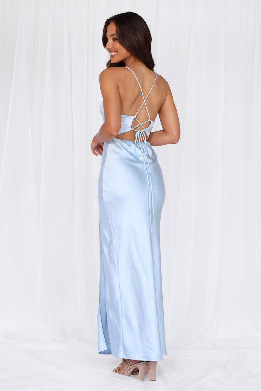 The Sophia Satin Maxi Dress Blue