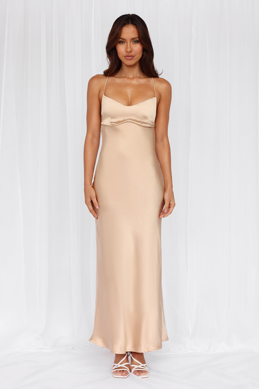 The Samara Satin Maxi Dress Champagne