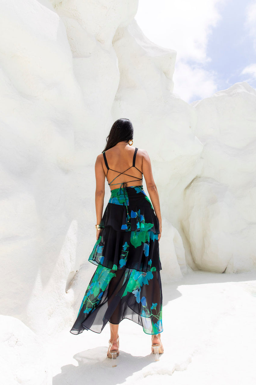 Rosewater Reverie Maxi Dress Black