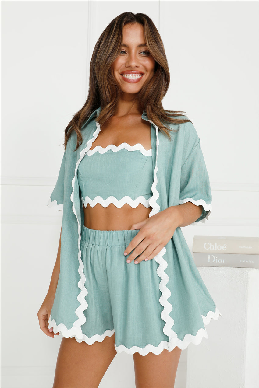 Gorgeous Ivy Linen Blend Shorts Sage