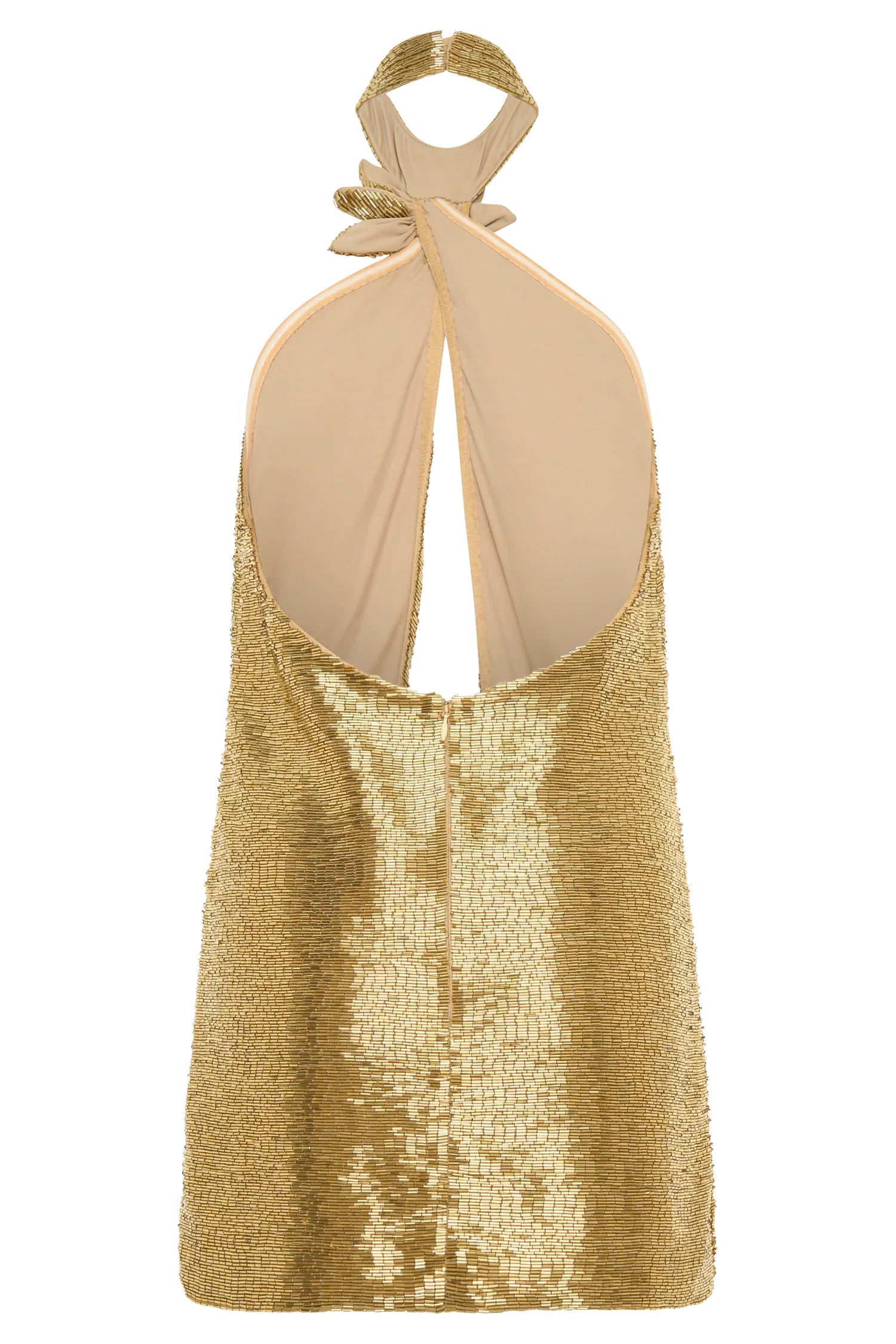 Nylah Beaded Halter Mini Dress - Gold