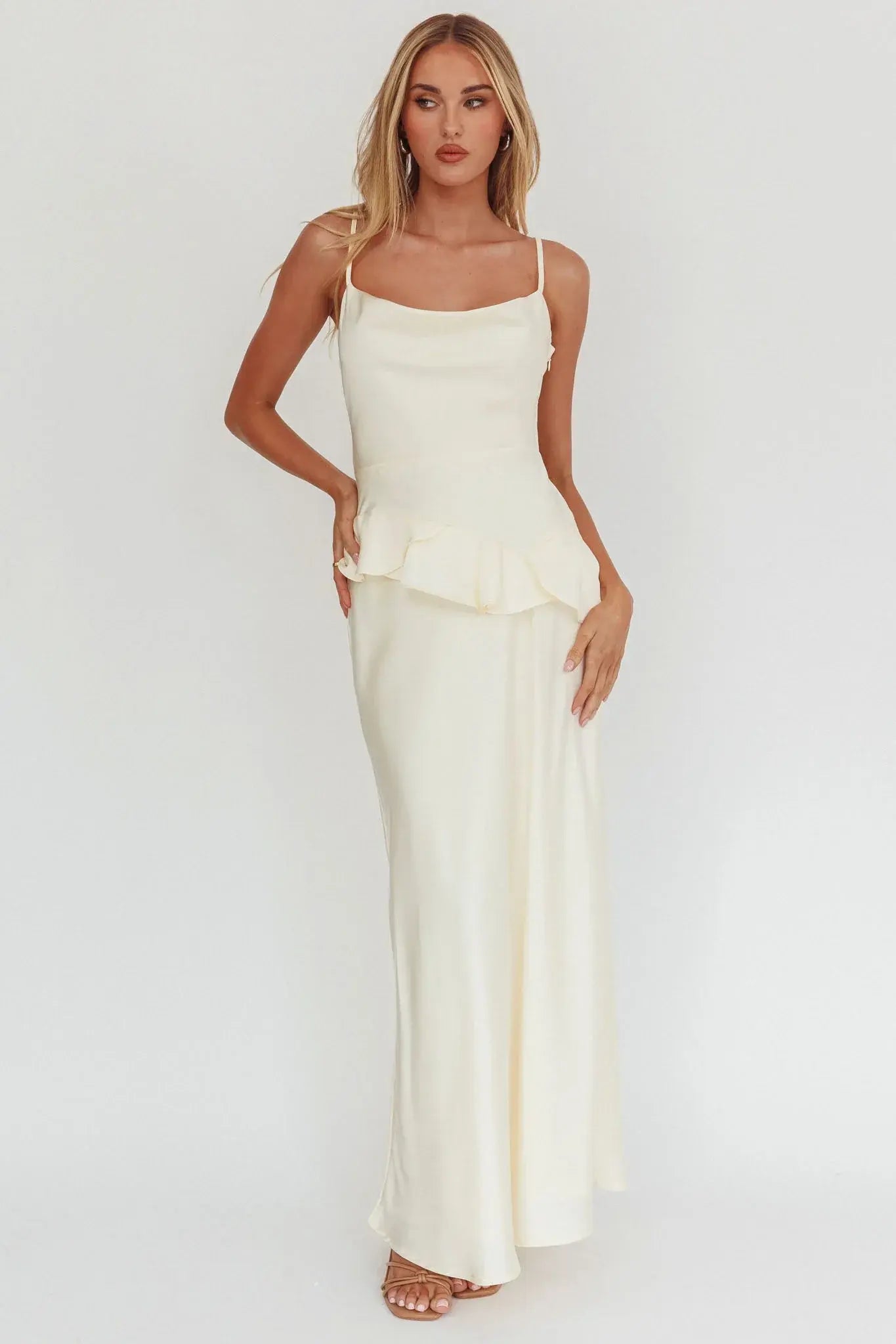 Jerica Ruffle Waist Maxi Dress Butter