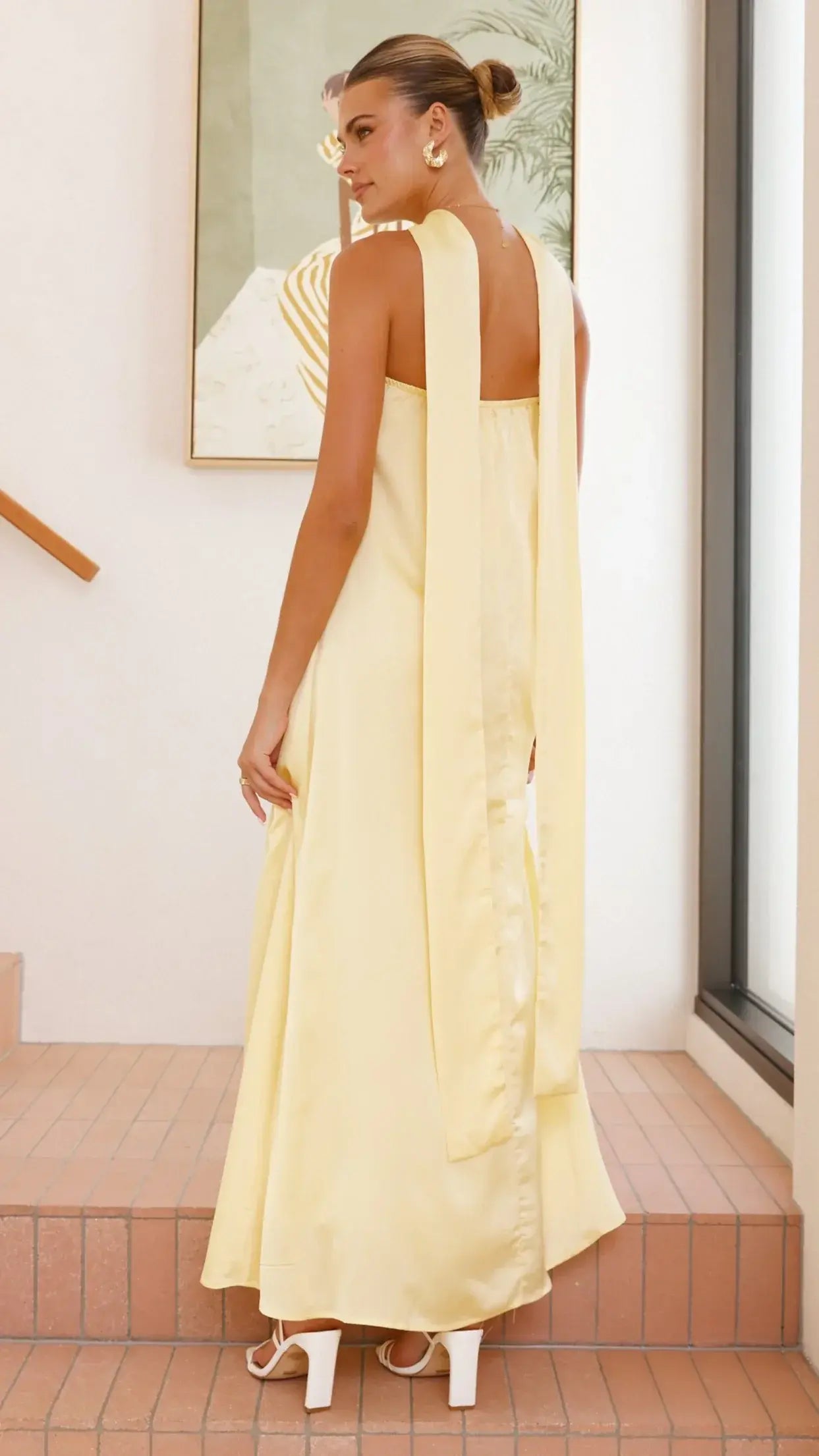 Caitie Strapless Scarf Maxi Dress - Yellow