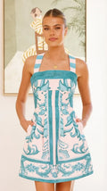 Maegan Mini Dress - Aqua / Pink Zayna