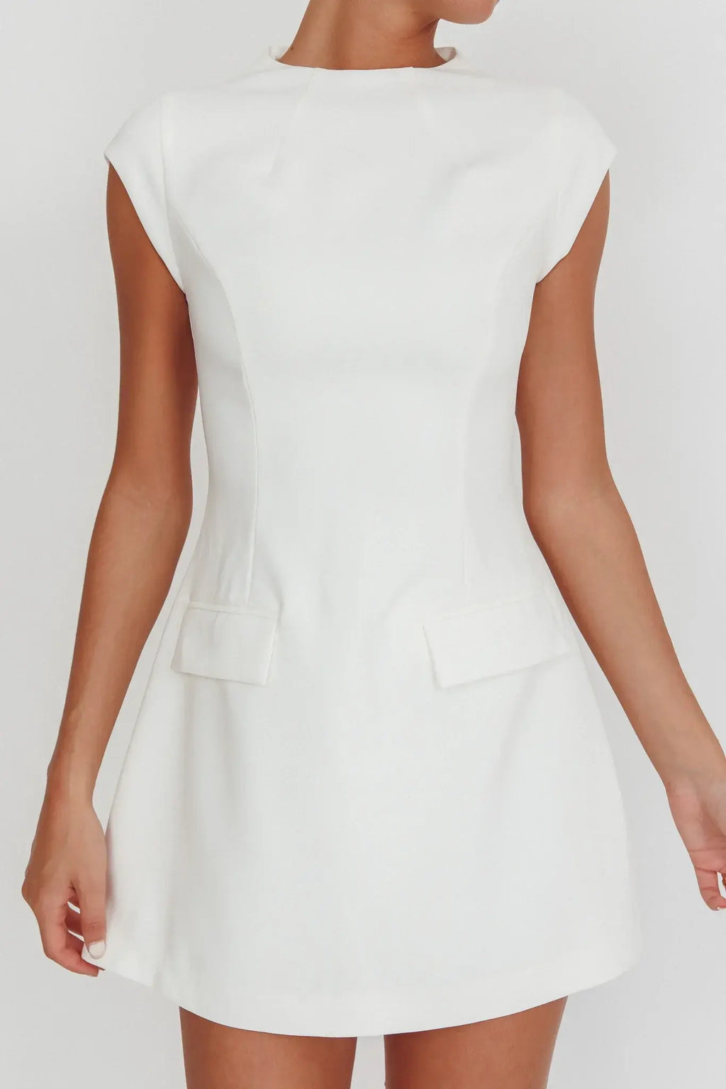 Aristos Cap Sleeve Mini Dress Off White