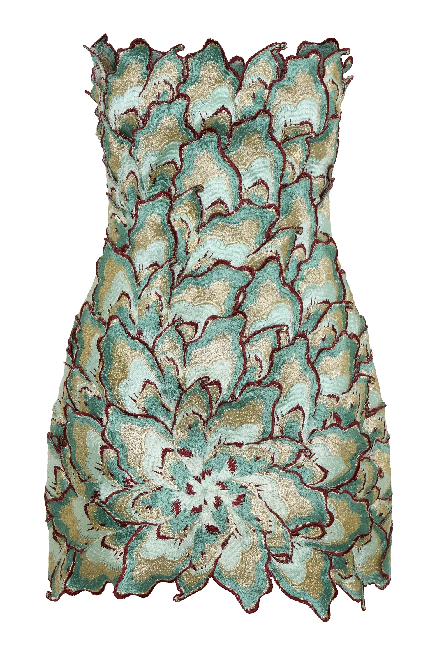 Juniper Hand Embroidered Floral Mini Dress - Gold/Teal