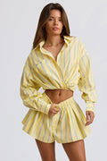 Cotton Poplin Stripe Multiway Cropped Shirt In Yellow Stripe