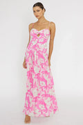 Amanie Ruched Waist Maxi Dress Pink