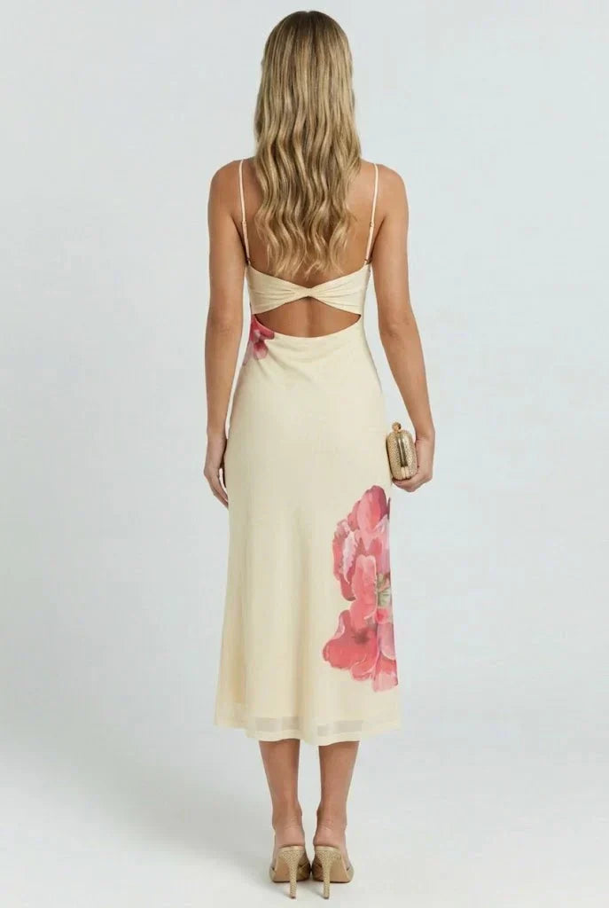Paradise Glow Mesh Midi Dress