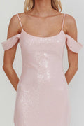 Madrid Sunset Off-Shoulder Sequin Maxi Dress Pink